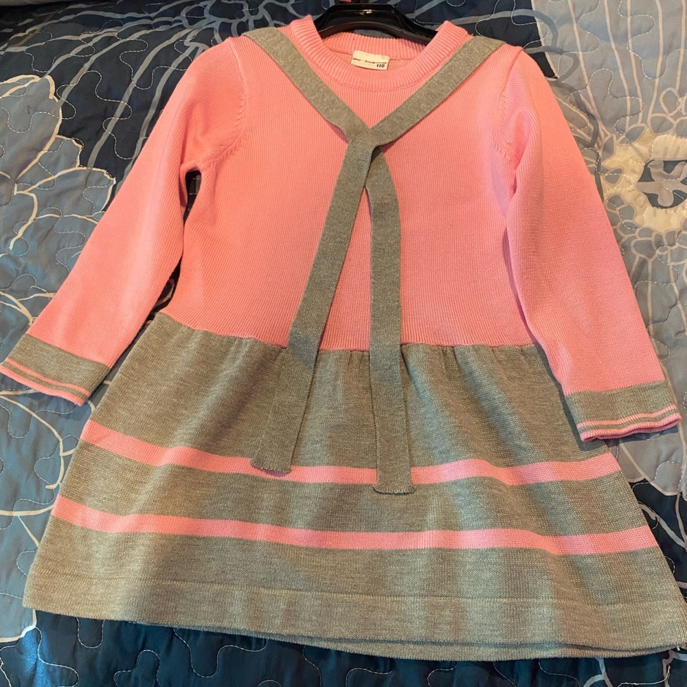 Chic Pink and Gray Kids Dress